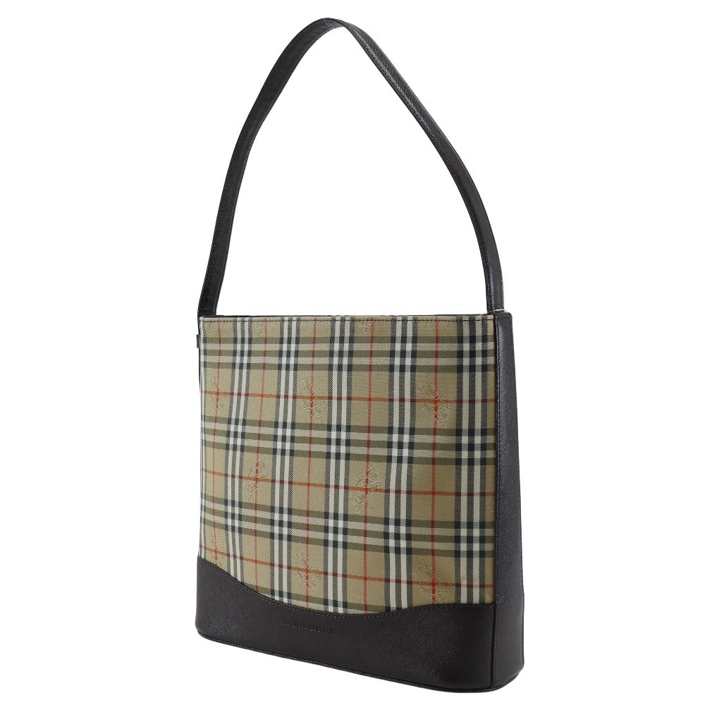 Burberry Nova Check Shoulder Bag Brown Canvas Leather Magnetic closure - Picture 2 of 8